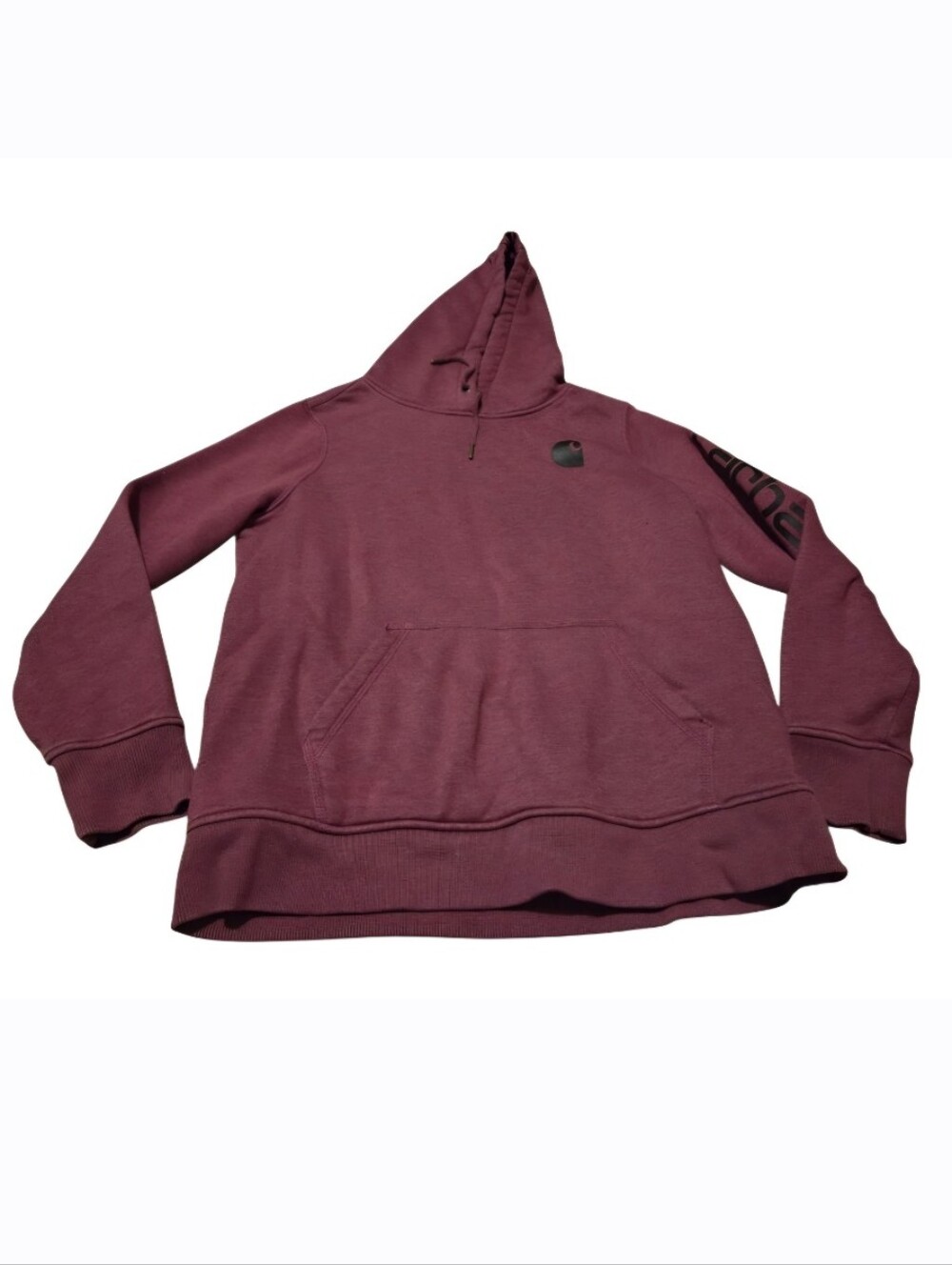 Carhartt Women’s Clarksburg Sleeve Logo Graphic Hoodie Berry Pink Magenta L